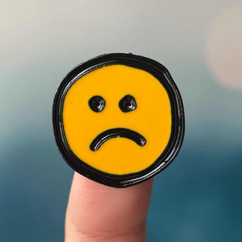 Unhappy Sad Face Enamel Pin/ Brooch Lapel